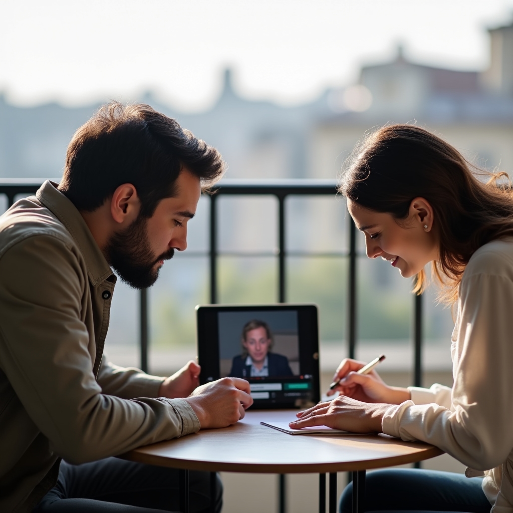 Team editoriale che discute una proposta di intervista attorno a un tavolo